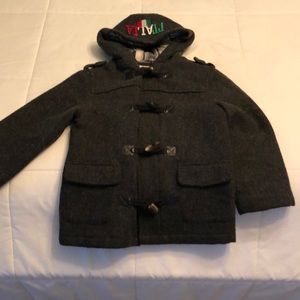 Boys military style dark grey pea coat